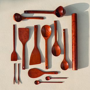 韩国进口天然漆木质不粘锅专用铲实木盛饭铲长柄炒菜勺炒锅勺木铲