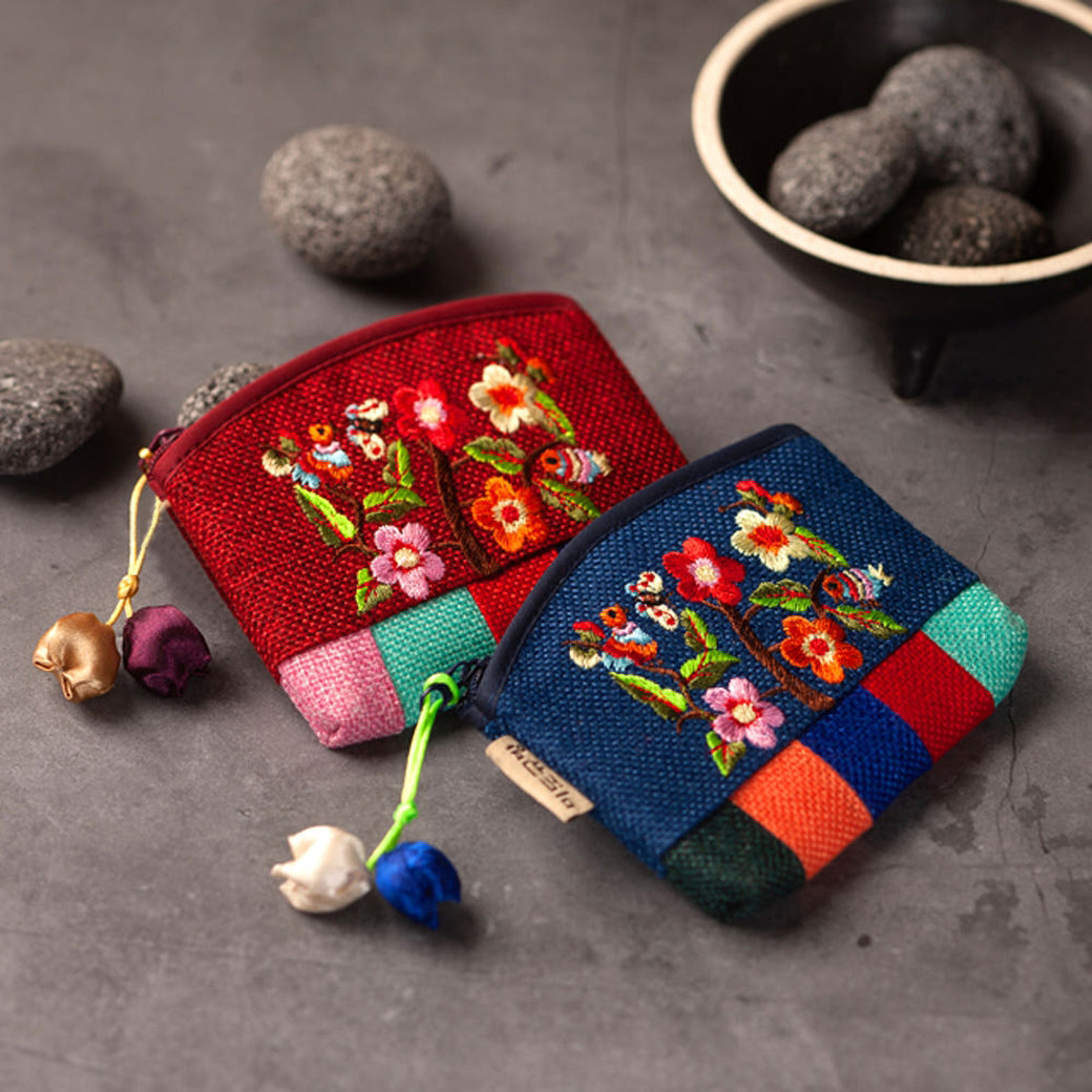 韩国传统零钱包朝鲜族民俗韩式刺绣迷你手拎喜糖袋生日伴手礼品包