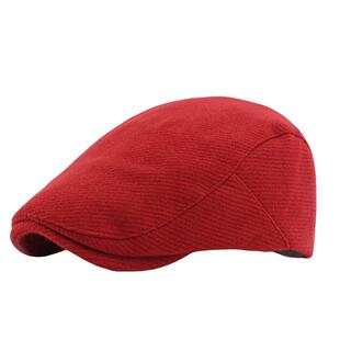 红色贝雷帽男女士秋冬新款羊毛呢纯色鸭舌帽英伦复古前进帽画家帽
