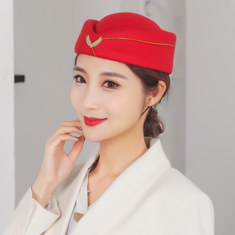 空姐帽户外休闲女士秋冬毛呢礼帽