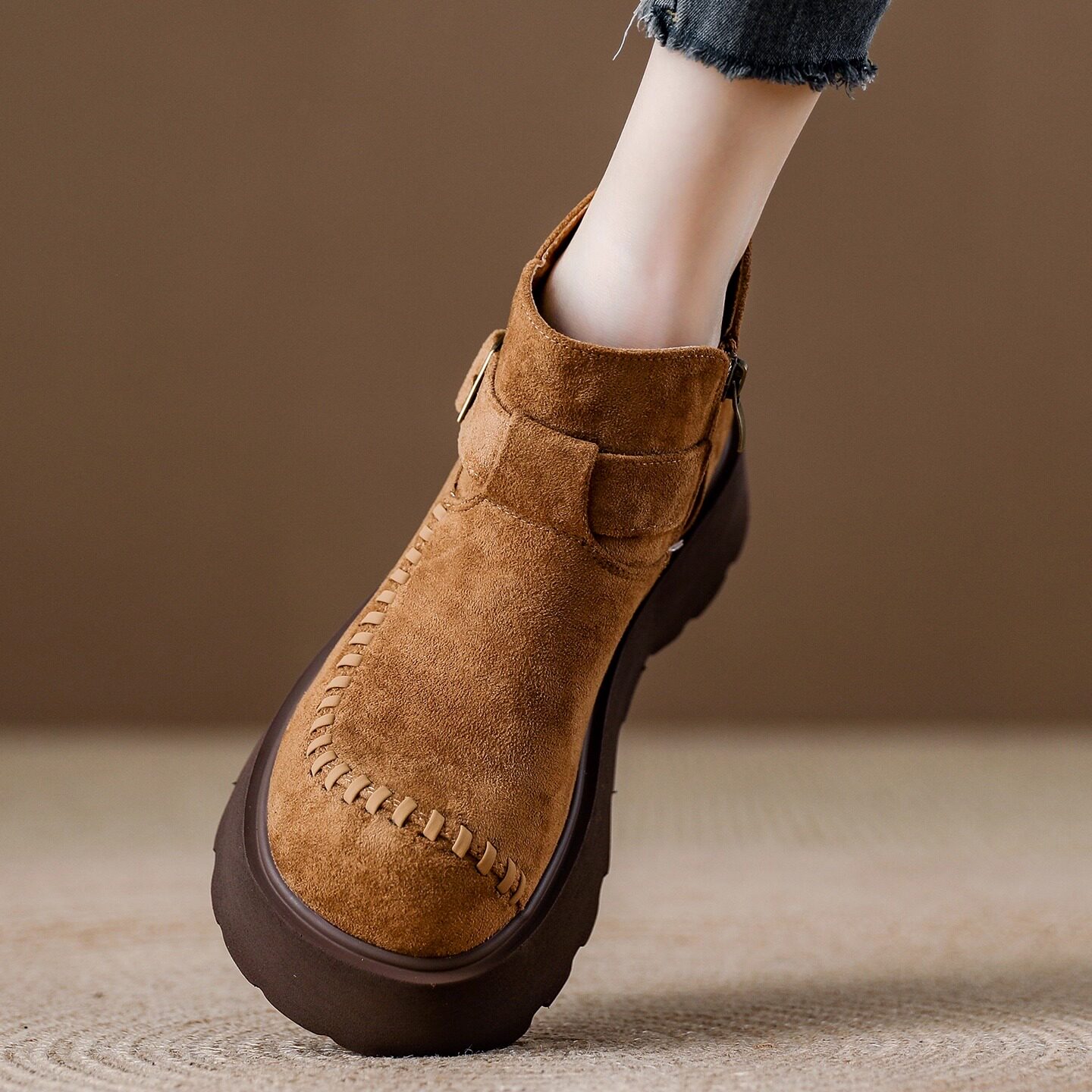 厚底马丁靴女2025秋季新款复古百搭英伦风乐福鞋短筒增高勃肯短靴,女鞋,马丁靴,淘宝优惠券,粉丝福利购,淘宝优惠卷