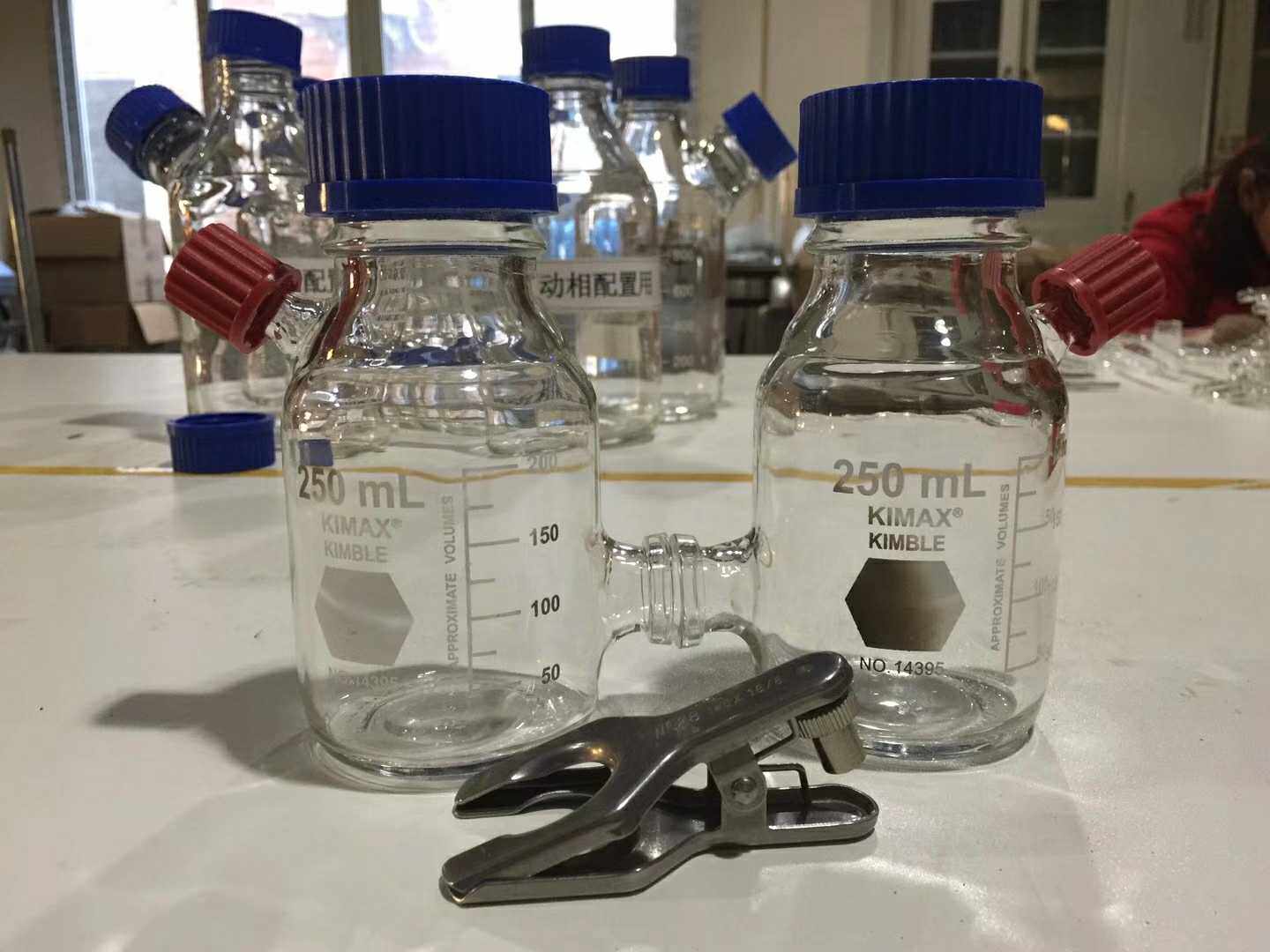 微生物化学燃料电池盒 MFC反应器500ml 化学玻璃教学仪器实验器材