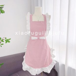 美师工作服可爱精致花美甲蛋糕甜品棉麻轻年厨房围裙定制logo店睫