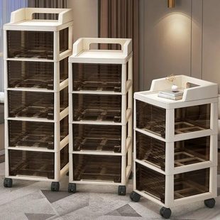 小推车置物架家用可移动玩具收纳柜客厅储物柜零食 落地多层抽屉式