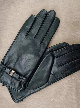 ELMA秋冬女真皮手套头层小羊皮加绒保暖羊毛里衬加大码清仓EL050