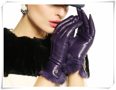 真皮女士时尚风保暖羊绒户外手套