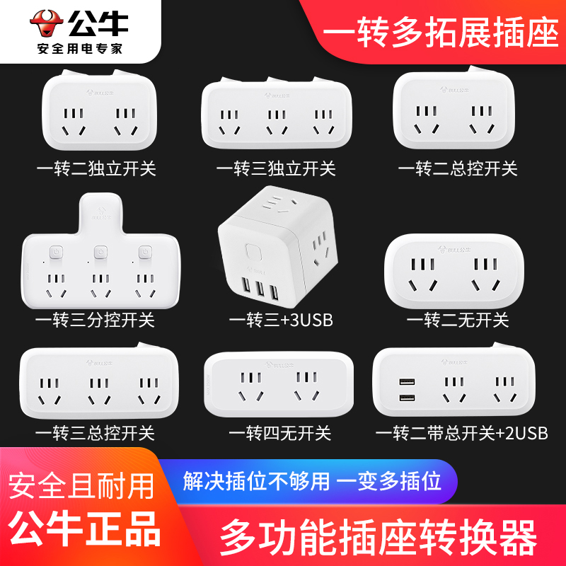 公牛一转多不带线插座面板