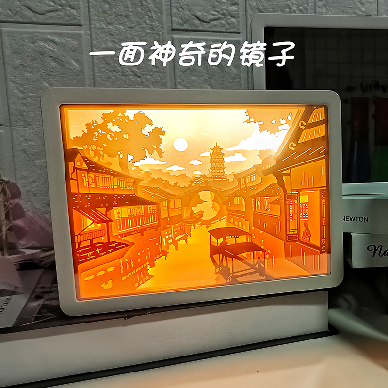 生日礼物女生镜子灯光画送女朋友闺蜜情侣创意纪念品毕业照片定制