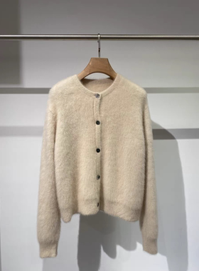 狐狸绒长袖针织衫25冬新款100%山羊绒开衫原单精品女时尚套头毛衣