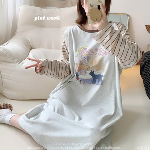 美少女战士月野兔条纹宽松秋季卡通可爱女圆领睡衣家居服PINKWEO