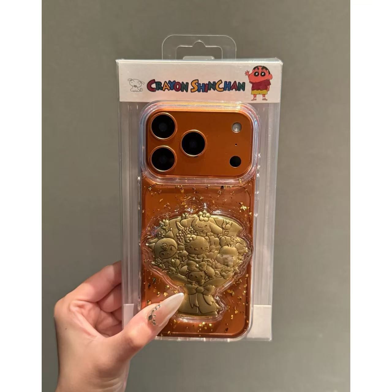 透明金箔贴片立体三丽鸥花束适用iPhone17promax苹果16手机壳15女