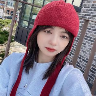 韩国代购东大门秋冬针织帽女时髦百搭包头韩版保暖毛线帽护耳帽