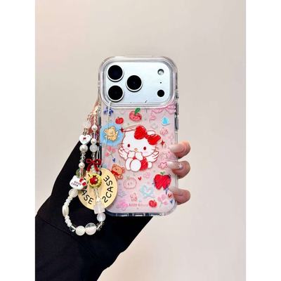 卡通可爱涂鸦苹果Kitty酱IMD双层手机壳适用iPhone17系列16151413