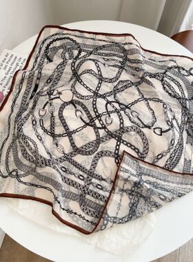 新款丝绒丝巾6565cm方巾时尚通勤双面丝绒丝巾多色拼接厂家直销