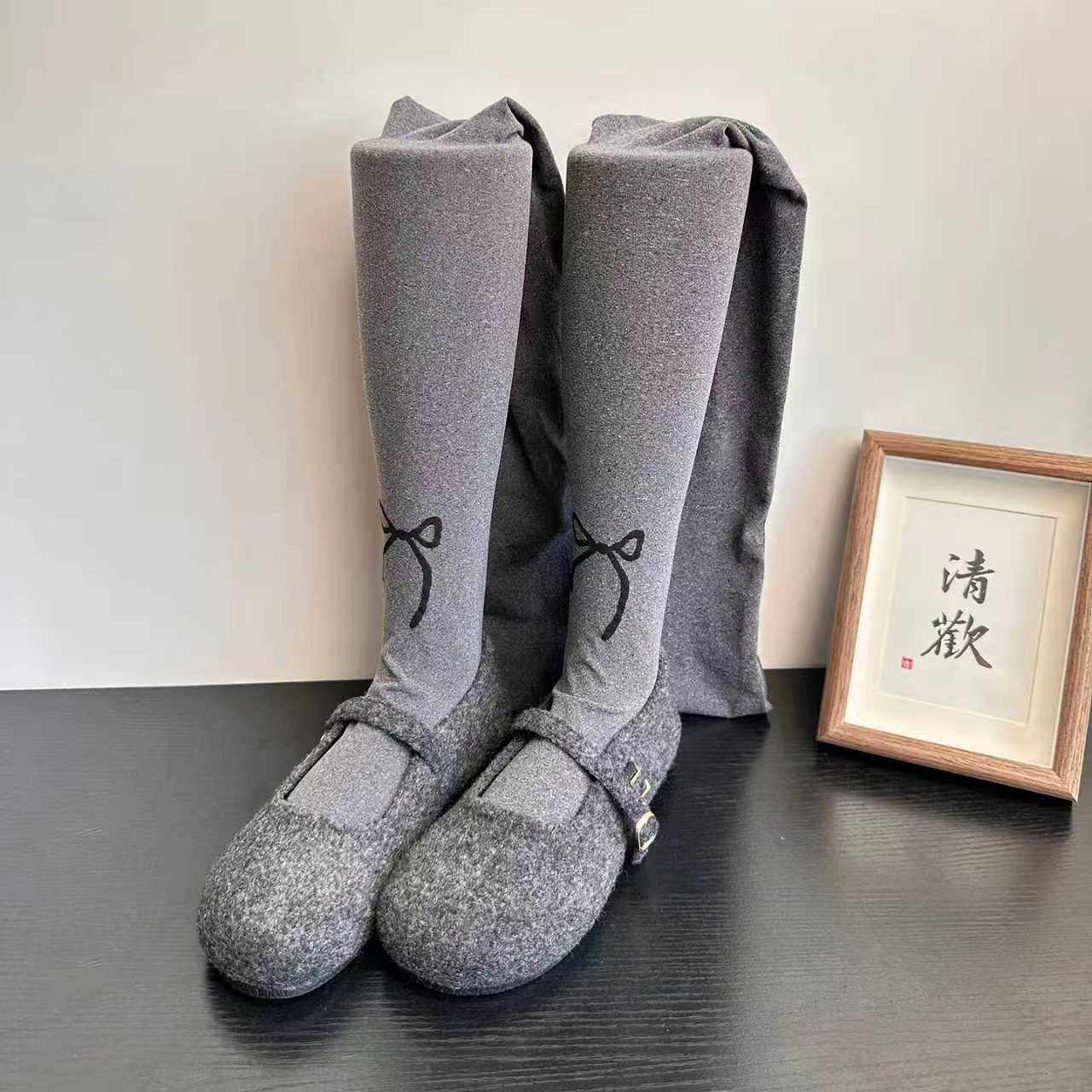 日系JK烟灰色连裤袜春秋女蝴蝶结提花丝袜芝麻灰天鹅绒显瘦打底袜