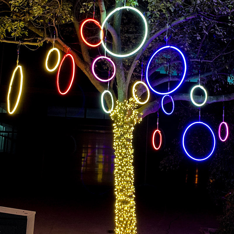 led户外防水发光环亮化彩灯装饰灯商场布置挂树木装扮工程圆圈灯