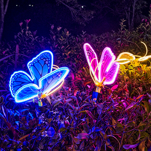 会动的蝴蝶灯户外装饰灯田园风庭院花园夜景草坪电动蝴蝶装饰灯带