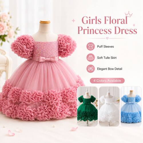 Girls' formal dress, princess dress, formal dress, piano