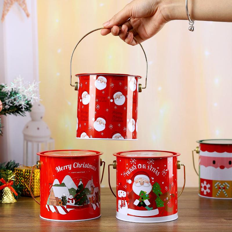 Candy Bucket Christmas Gift Storage Iron Bucket Packaging