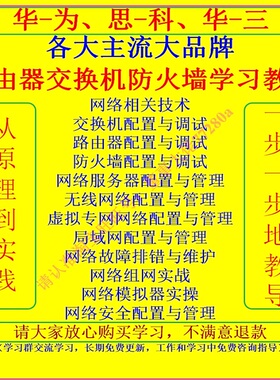 2024版适用华为思科H3C交换机路由器防火墙配置调试视频教程资料