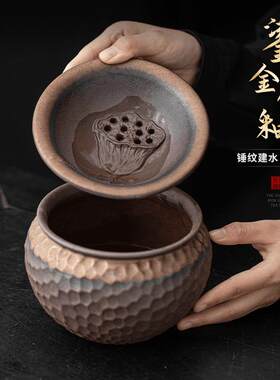粗陶日式茶洗家用水盂茶渣缸