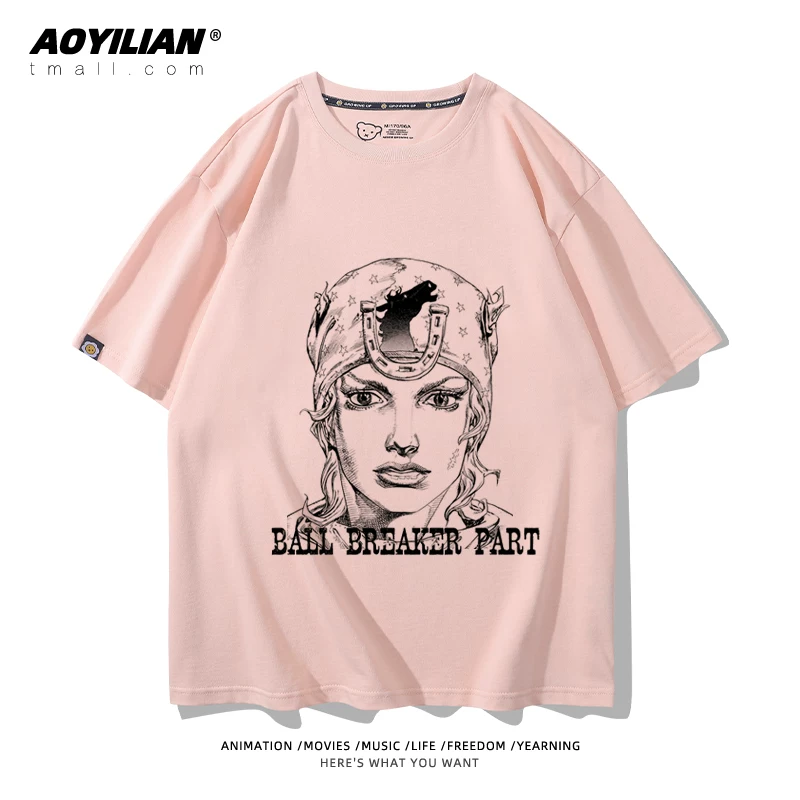 Японское аниме JOJO's Bizarre Adventure футболка короткий рукав для лошадиных гонок лётняя Джонни Джостар хлопковая универсальная