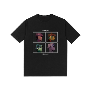 Gorillaz 街头霸王乐队T恤潮牌虚拟人物春丽摇滚嘻哈短袖纯棉宽松