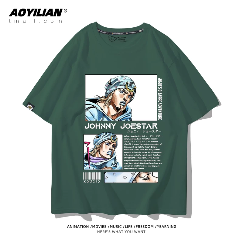 Японское аниме JOJO's Bizarre Adventure футболка короткий рукав для лошадиных гонок лётняя Джонни Джостар хлопковая универсальная