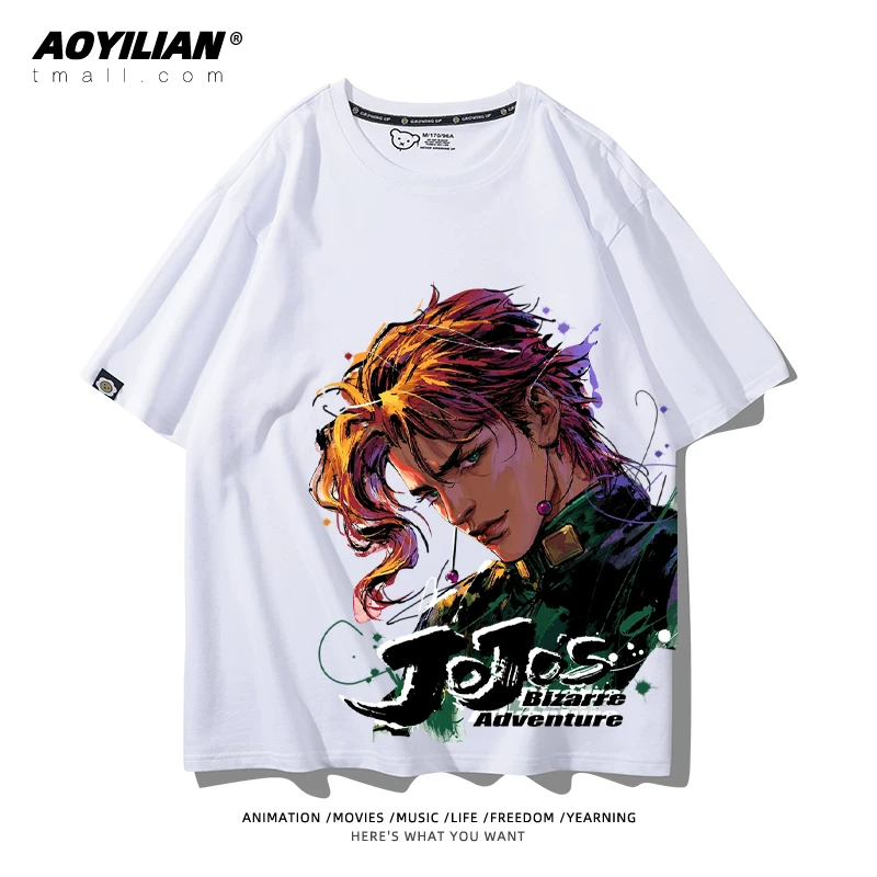 Японское аниме JOJO's Bizarre Adventure футболка короткий рукав для лошадиных гонок лётняя Джонни Джостар хлопковая универсальная