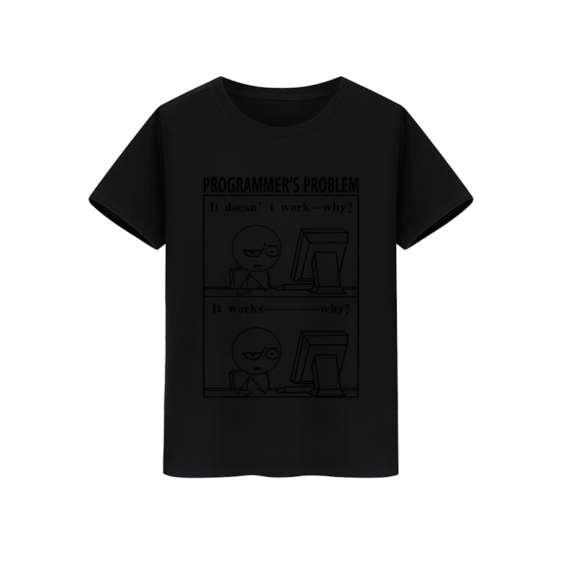 创意漫画程序员的日常困扰写代码纯棉T恤男女宽松短袖衣服半袖潮