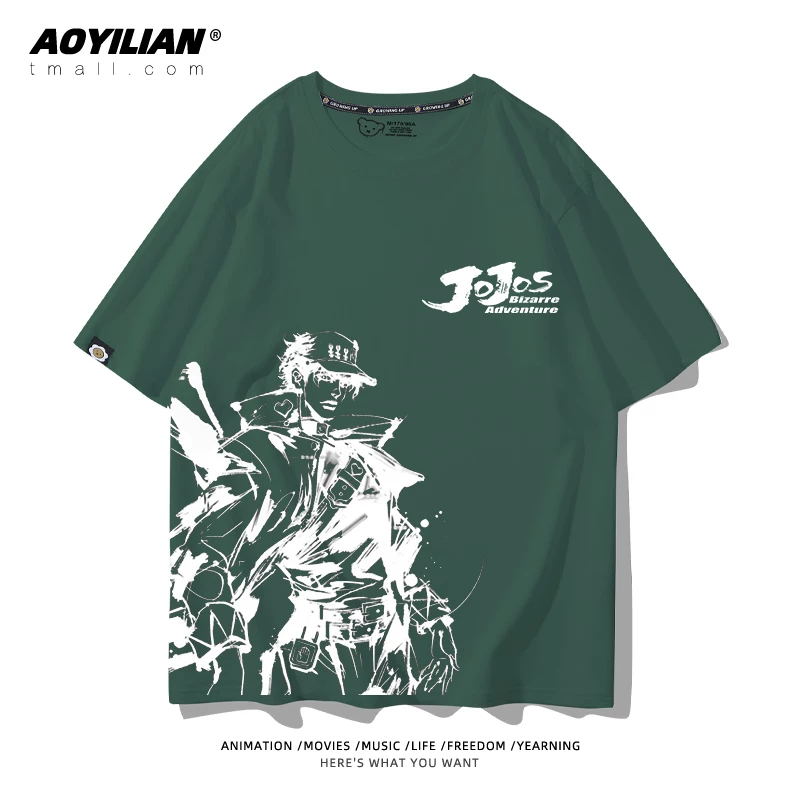 Японское аниме JOJO's Bizarre Adventure футболка короткий рукав для лошадиных гонок лётняя Джонни Джостар хлопковая универсальная