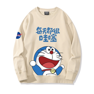 NASA联名哆啦A梦男女圆领卫衣长袖情侣装叮当猫周边男女外套衣服