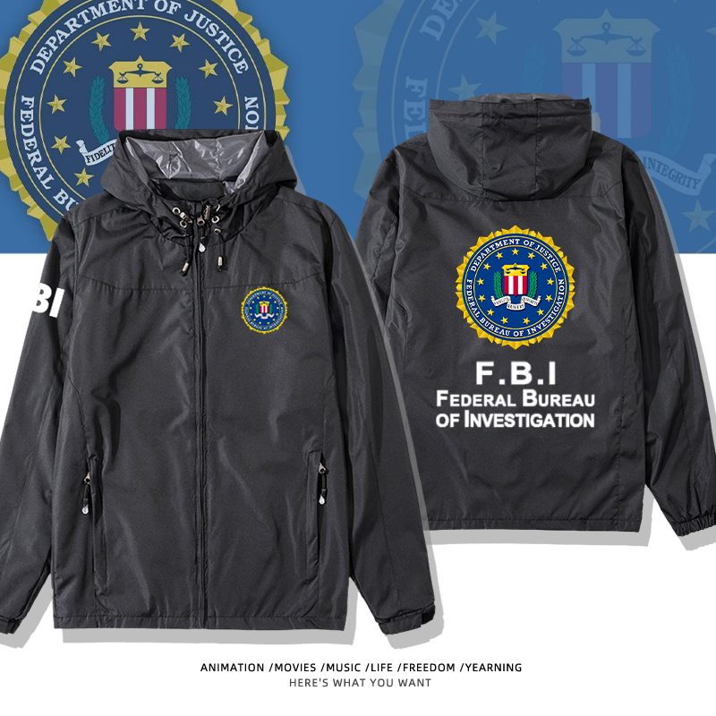 FBI美国联邦调查局特工电影周边开衫夹克男女外套风衣连帽上衣服 男装 夹克 原图主图