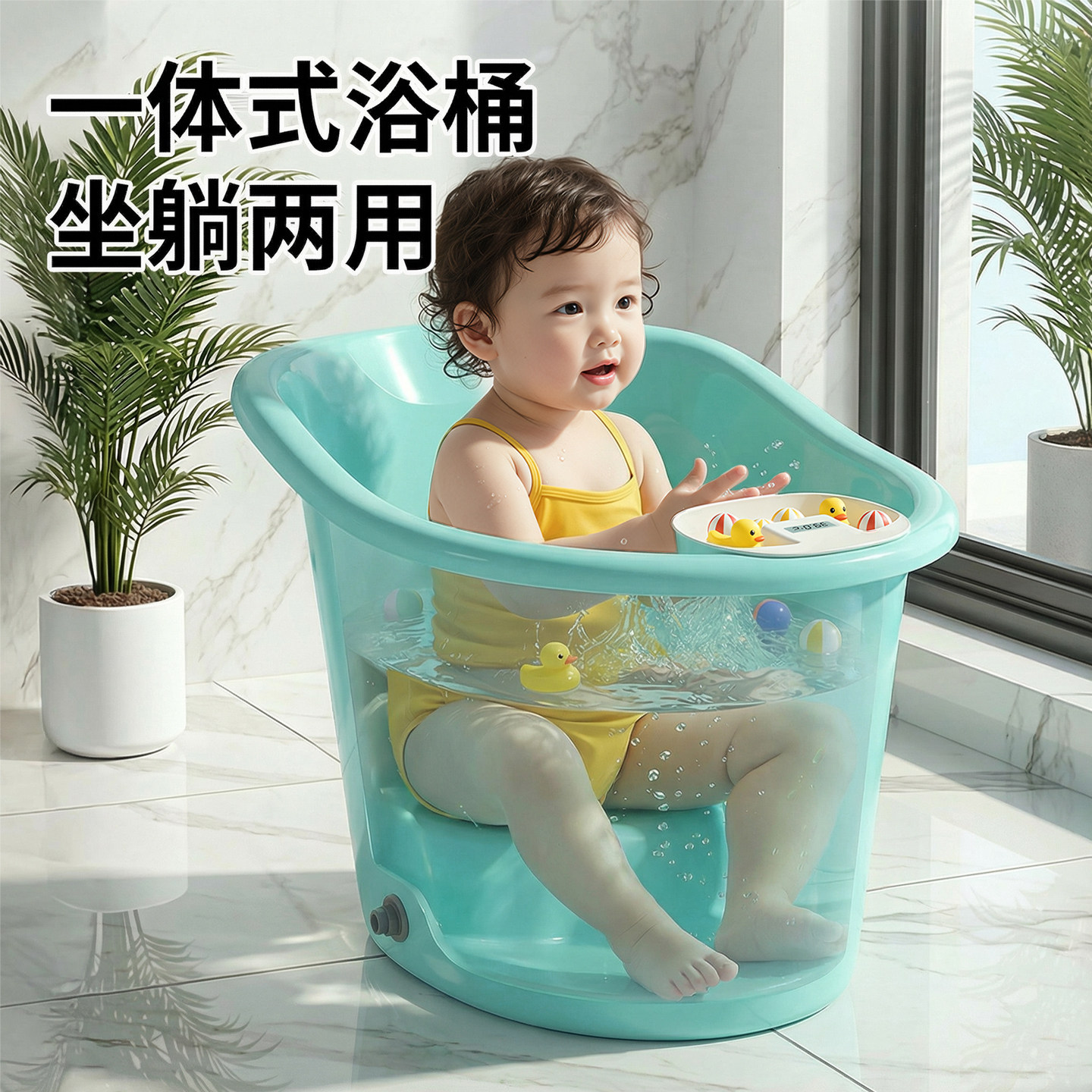 儿童洗澡桶宝宝泡澡桶婴儿加厚浴桶浴盆家用浴缸可坐大号小孩澡盆