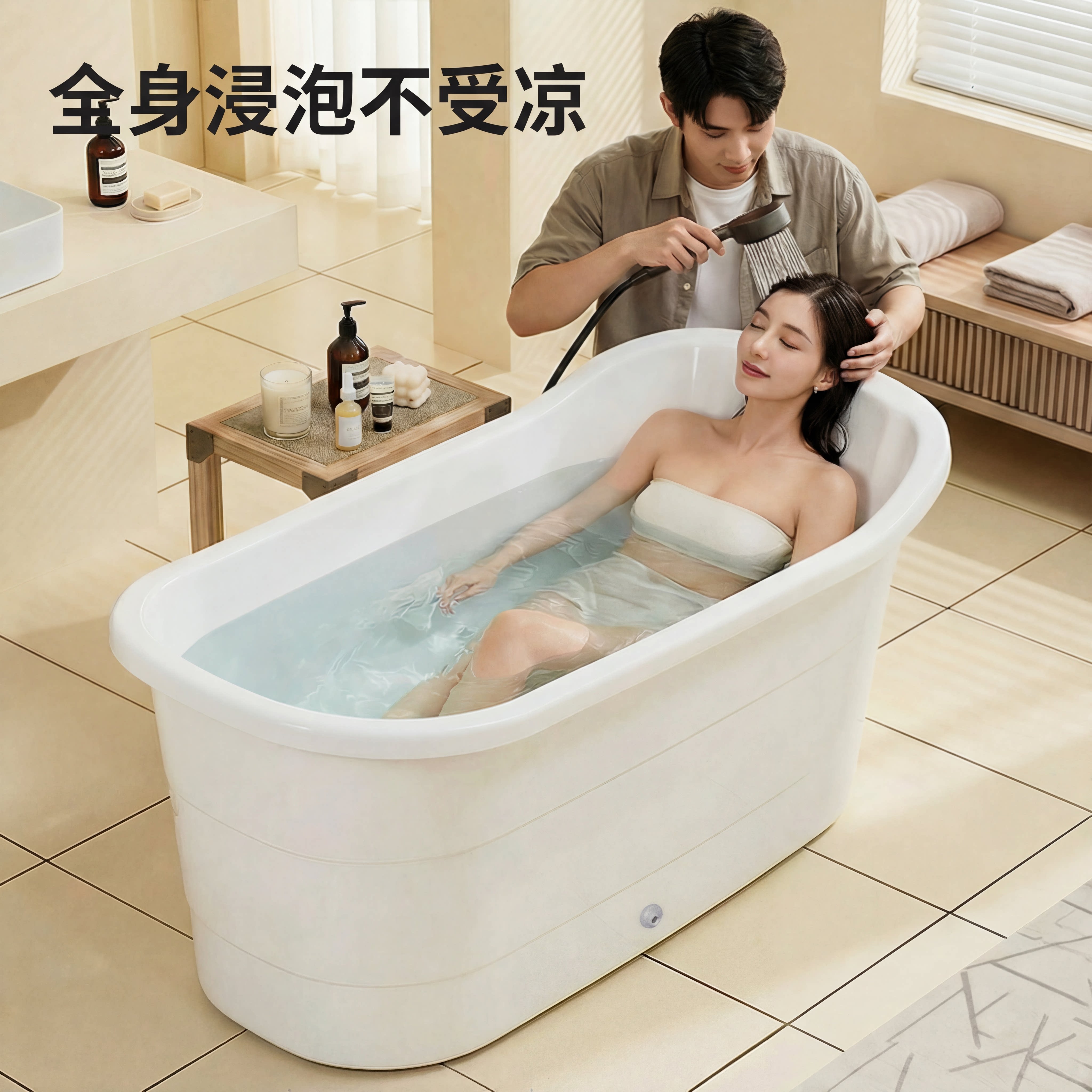 泡澡桶大人家用可坐洗澡桶成人浴桶浴盆儿童全身洗浴盆浴缸洗澡盆