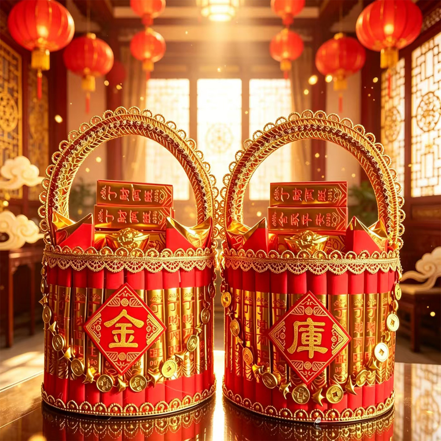 爆款小金库小金桶小金篮中秋折塔一桶金元宝手工材料包教程拜月娘