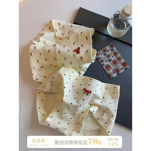 馨帮帮Bra波点蝴蝶结小平角内裤