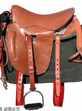 真皮马鞍子全套马鞍整套扶手牛皮鞍 游客鞍大小马鞍马具军鞍
