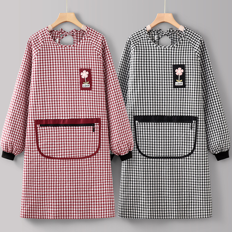 围裙长袖时尚防污做饭上班工作服