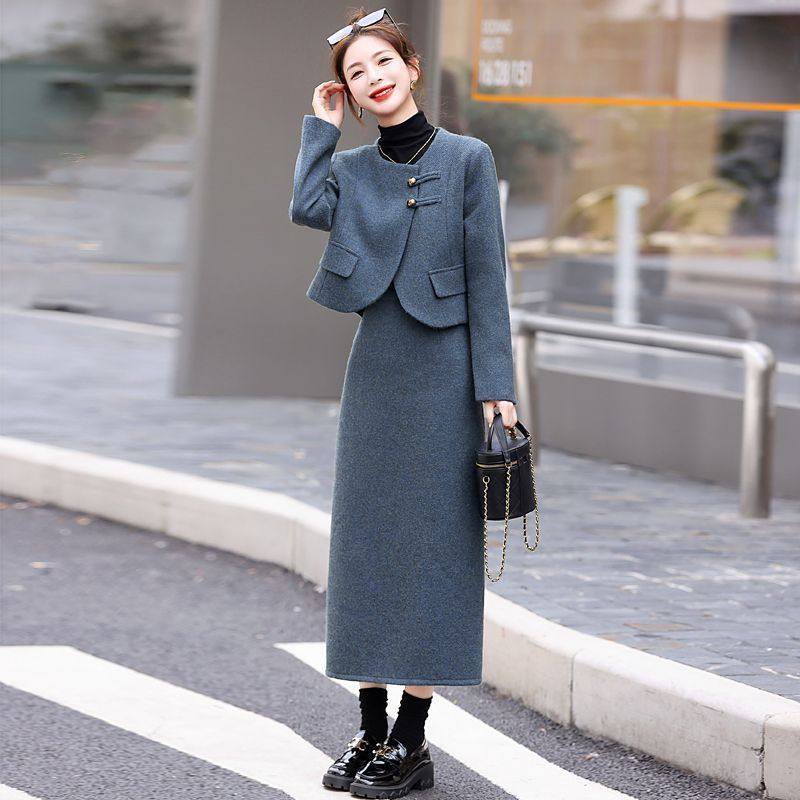 法式小香风毛呢外套女秋冬季高级感气质名媛小个子半身裙两件套装,女装/女士精品,时尚套装,淘宝优惠券,粉丝福利购,淘宝优惠卷