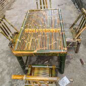 复古庭院竹桌椅组合竹椅子老式 竹桌子户外方桌茶桌茶几竹制品家具