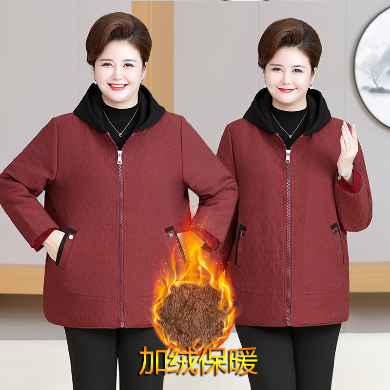 中老年妈妈加绒棉服加厚棉袄