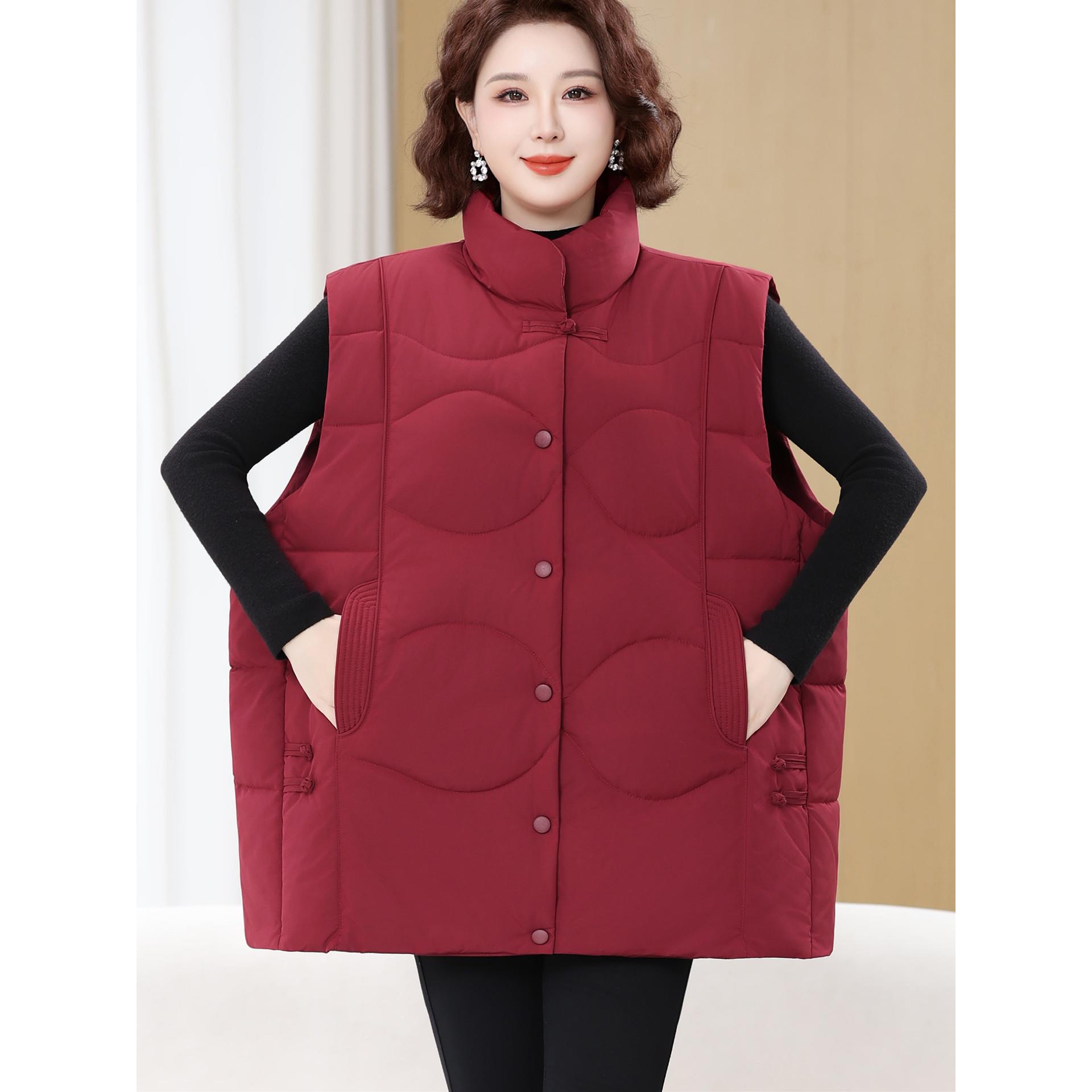 中老年妈妈羽绒棉马甲外套女200斤冬季奶奶背心加厚马夹保暖坎肩
