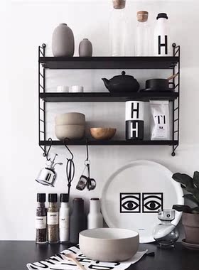 瑞典进口string pocket三层置物架墙搁板收纳储物隔板可调节