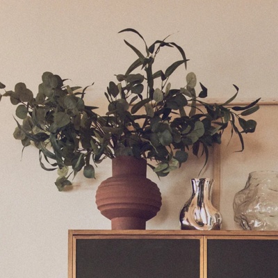 荷兰HKliving陶土花瓶插花器红色装饰摆件几何北欧样板房进口正品