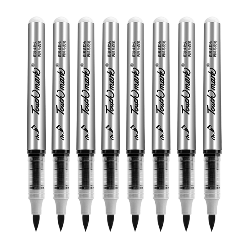 touchmark黑色直液式丙烯马克笔单支软头丙烯笔学生美术专用不透色可叠色动漫手绘肤色水彩笔红色白色记号笔