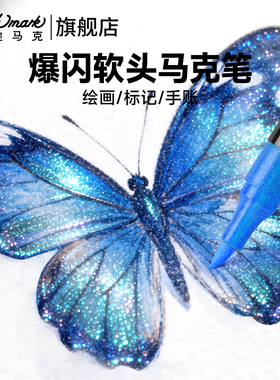 泰驰touchmark闪光马克笔双头双色儿童可洗软头丙烯彩色闪粉水彩笔小学生美术专用幼儿园学生手账绘画闪光笔