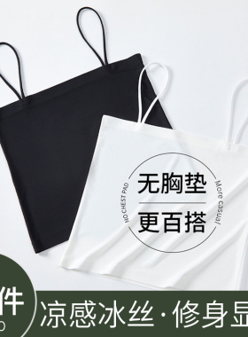 冰丝小吊带背心式女黑白色内搭抹胸打底防走光夏季薄款裹胸一字肩