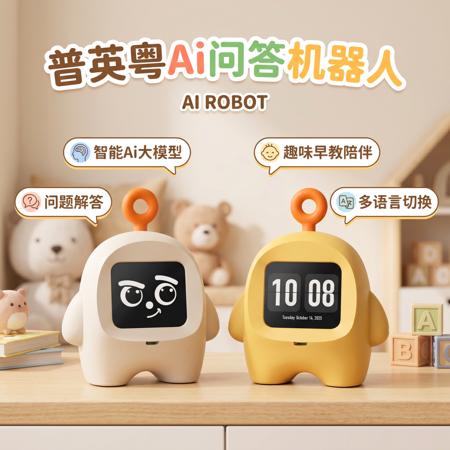 中英粤语Ai智能问答机器人儿童益智学习早教机豆包语音对话玩具