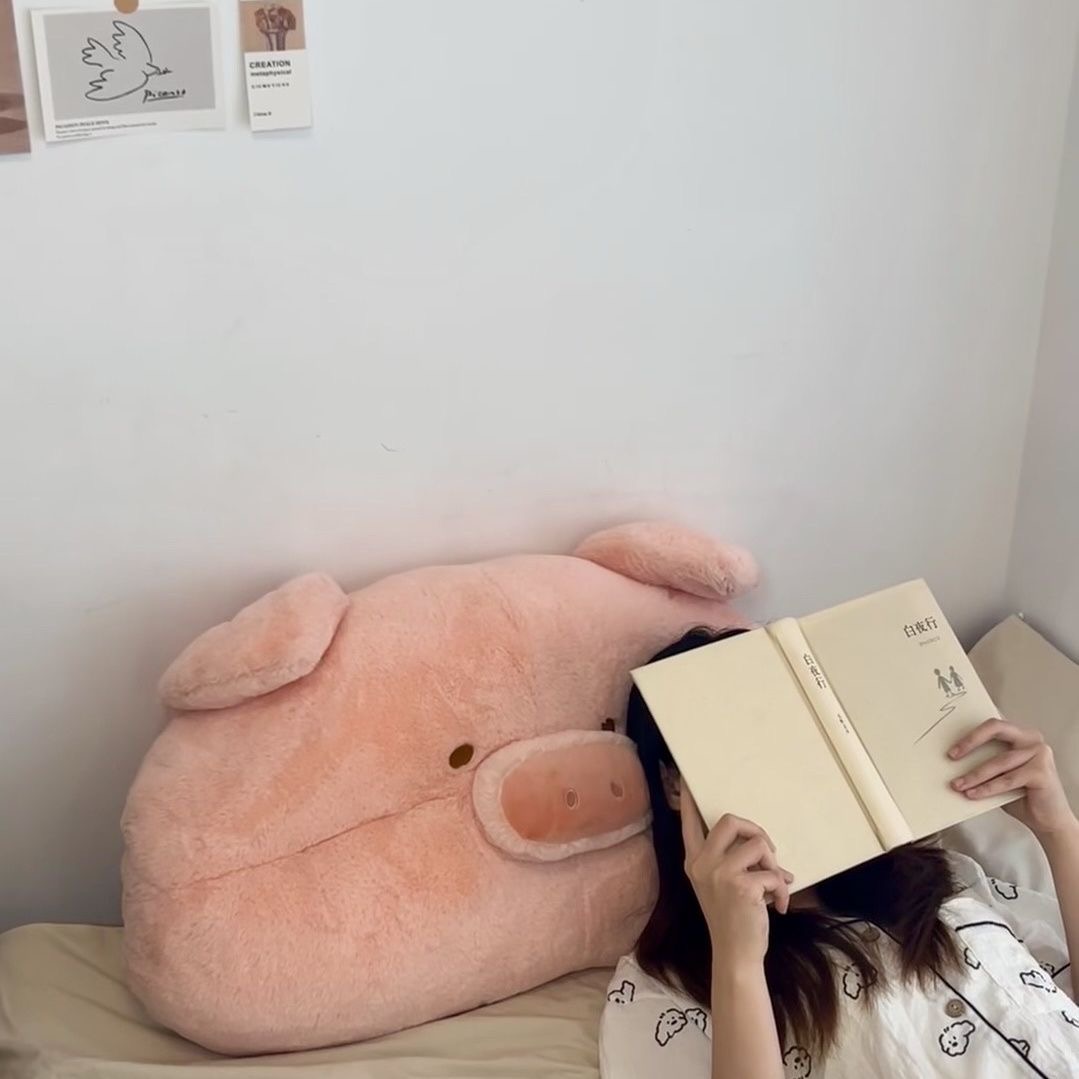 超软单人可爱小猪床头靠垫